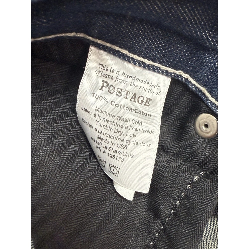 Postage Denim Mens 31 Handmade Jeans Dark Wash Contrast Stitch Made in USA - Picture 2 of 4